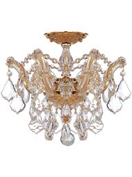 Maria Theresa Small Semi Flush Mount With Clear Crystals In Gold or Chrome Finishes